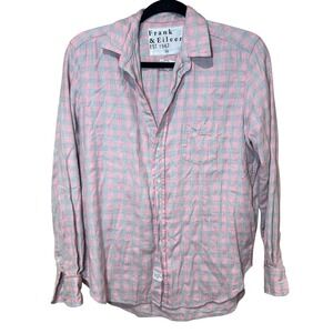 Frank & Eileen Plaid Cotton Lane Eileen Gray Pink Plaid Button Down Size XS